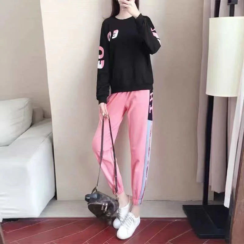 Women's Graphic Print Sweatshirt and Jogger Trousers Set
