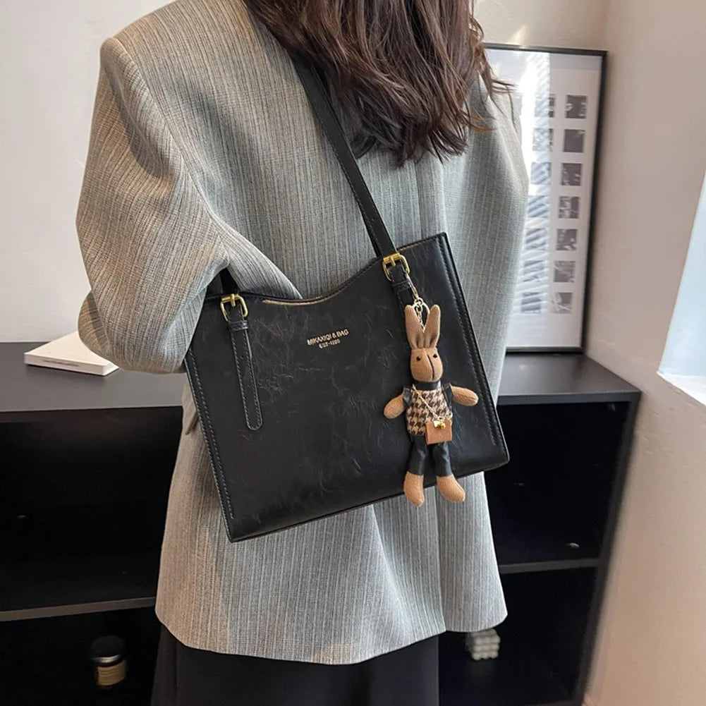 Women's Tote Bag with Bunny Charm – Spacious Everyday Shoulder Bag