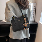 Women's Tote Bag with Bunny Charm – Spacious Everyday Shoulder Bag