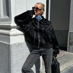 Oversized Faux Leather Jacket with Seam Details – Edgy Statement Jacket