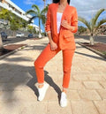Women's Smart Casual Two-Piece Blazer and Jogger Trousers Set