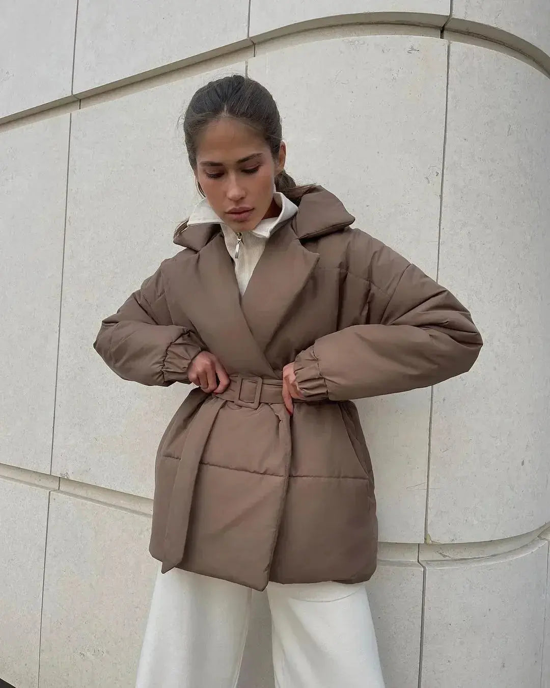 Belted Puffer Jacket – Waist-Defining Winter Warmth