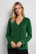 Fine-Knit V-Neck Jumper in Green – Sizes S to 5XL