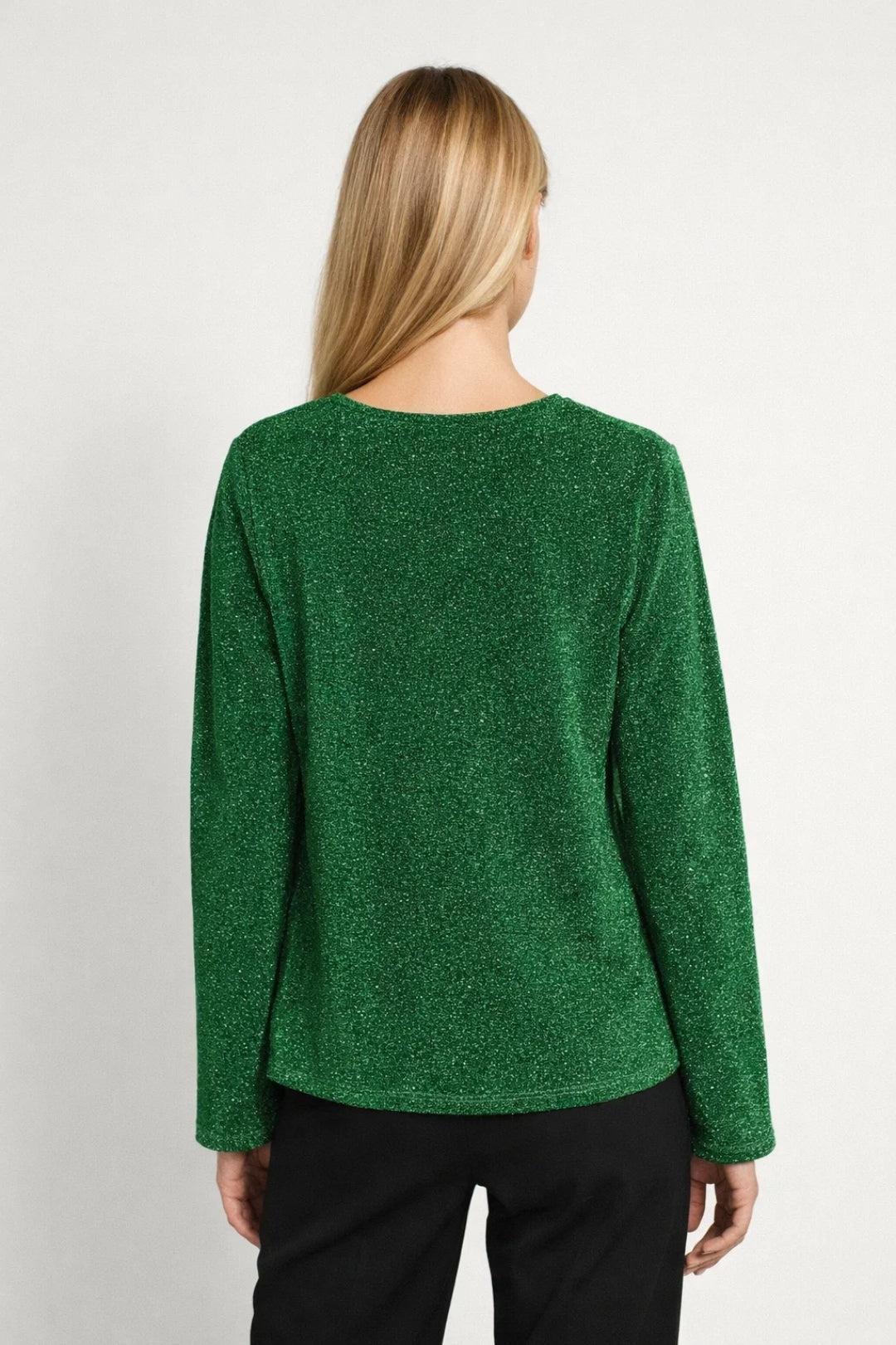 Fine-Knit V-Neck Jumper in Green – Sizes S to 5XL