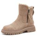 Women's Plush-Lined Winter Ankle Boots – Chunky Zip-Up Faux-Suede Shoes