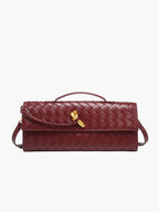 Woven Bag with Knot & Gold Link Detail – Compact Vegan Leather Handbag
