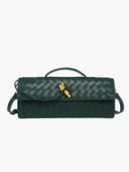 Woven Bag with Knot & Gold Link Detail – Compact Vegan Leather Handbag