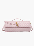 Woven Bag with Knot & Gold Link Detail – Compact Vegan Leather Handbag