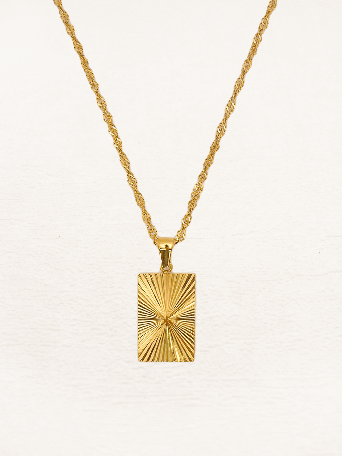 Gold Rectangle Charm Necklace – Minimalist Pendant Necklace