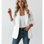 Tailored Single-Button Blazer – Women's Longline Smart-Casual Blazer