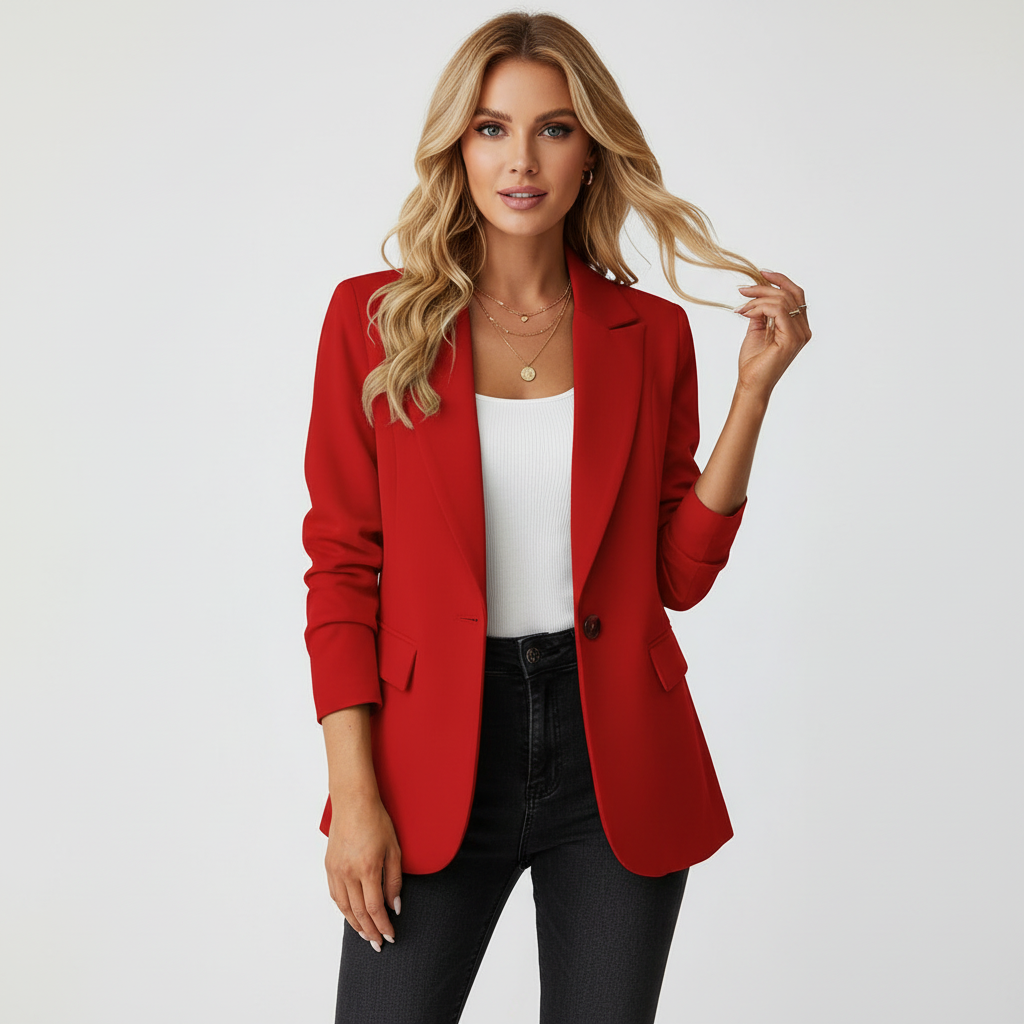 Tailored Single-Button Blazer – Women's Longline Smart-Casual Blazer
