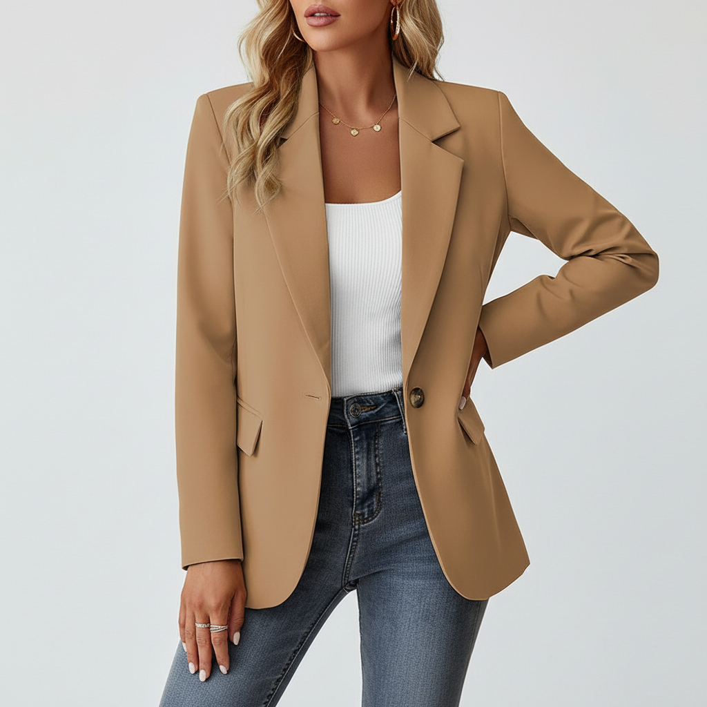 Tailored Single-Button Blazer – Women's Longline Smart-Casual Blazer