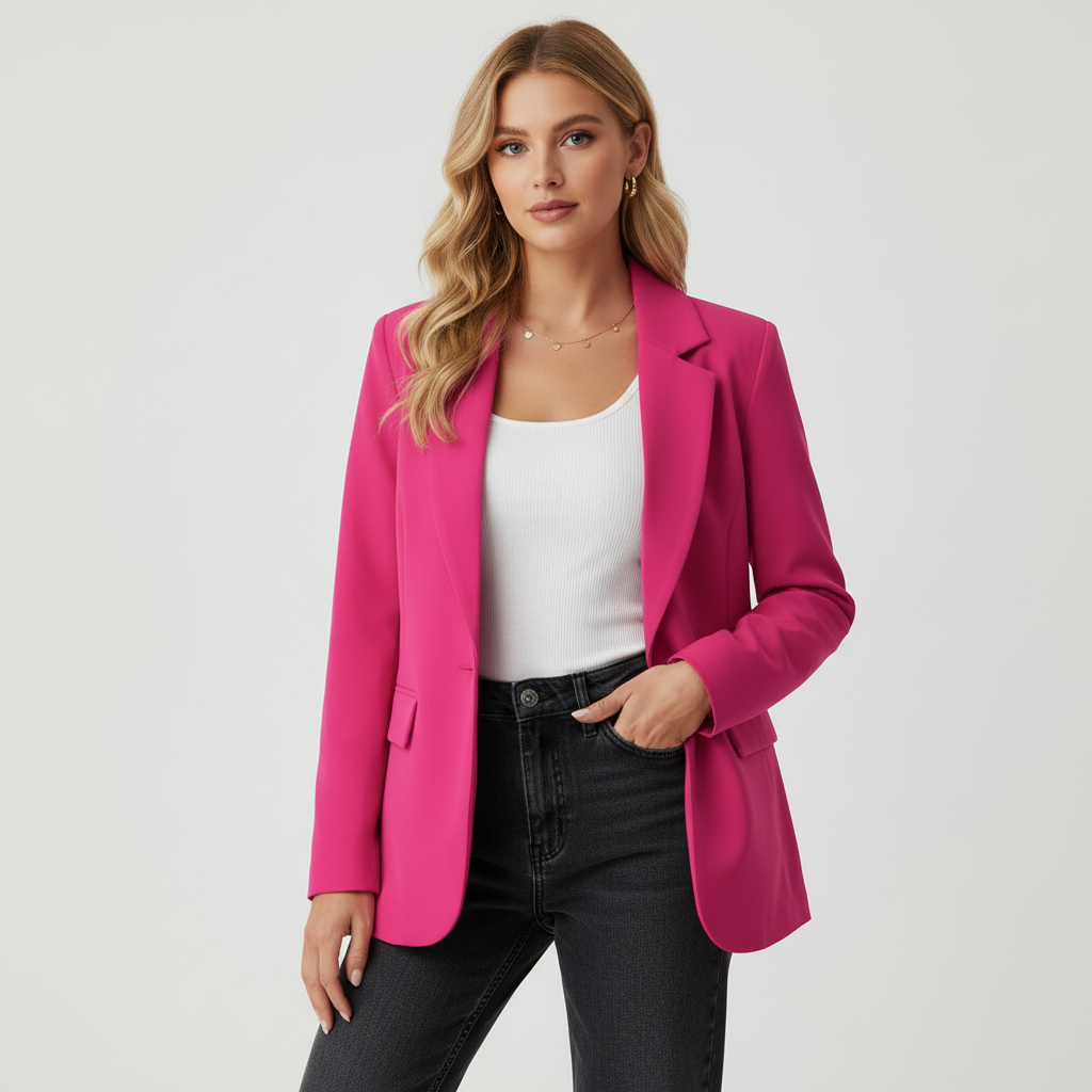 Tailored Single-Button Blazer – Women's Longline Smart-Casual Blazer