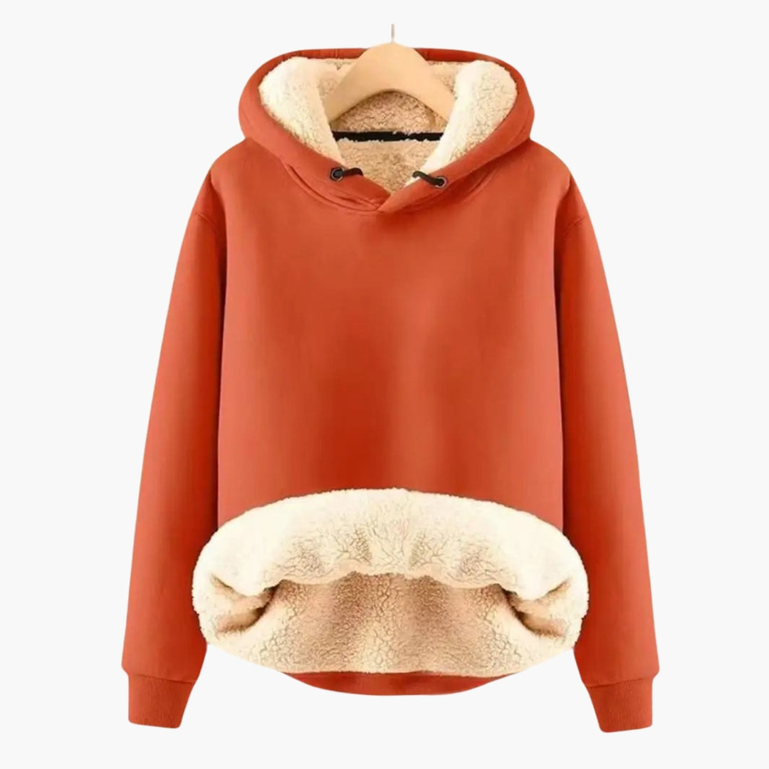 Women's Sherpa-Lined Pullover Hoodie with Adjustable Hood and Kangaroo