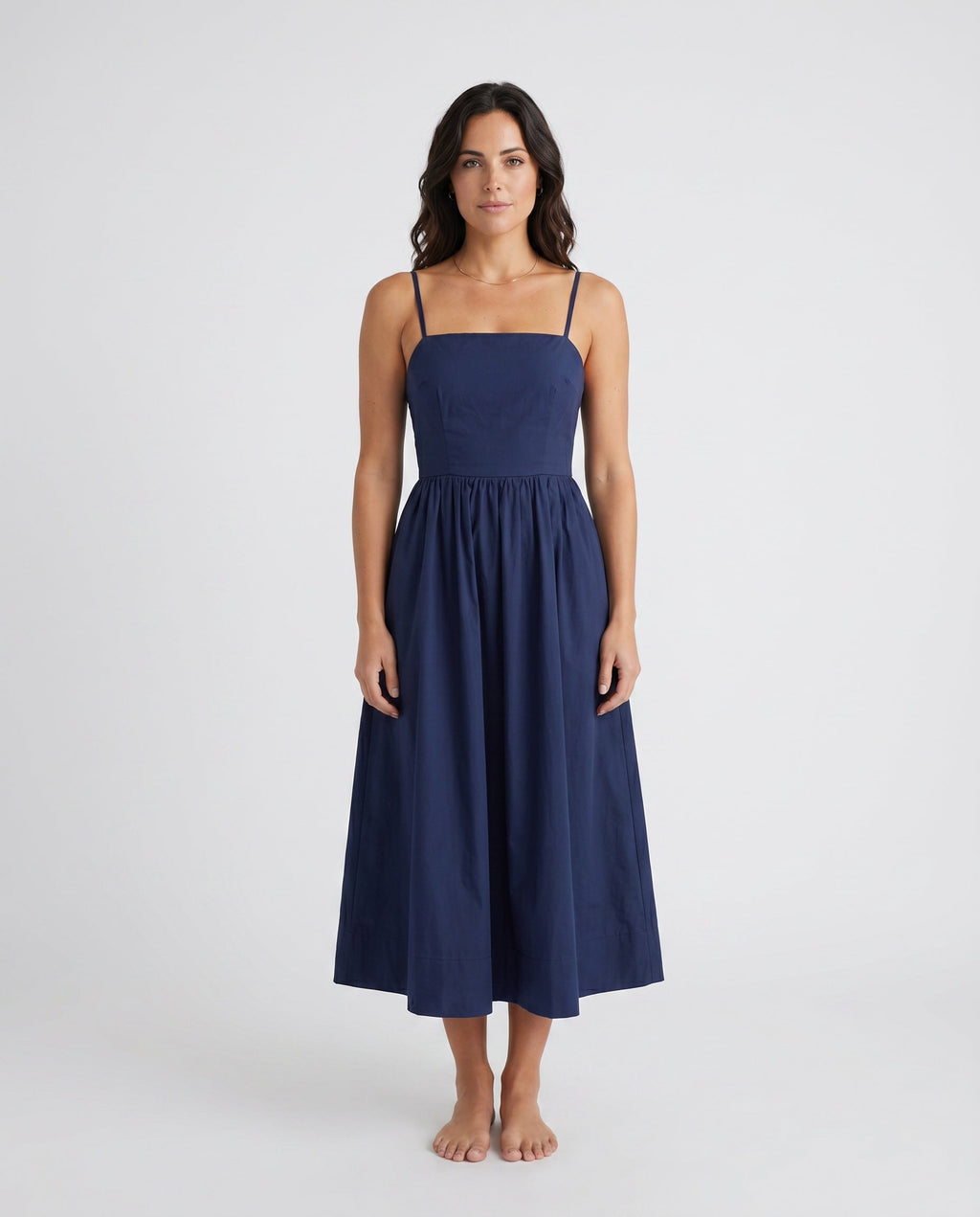 Spaghetti Strap Low Back Midi Dress