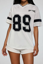 Brown American Football T-Shirt with New York Print – Women's Varsity Tee