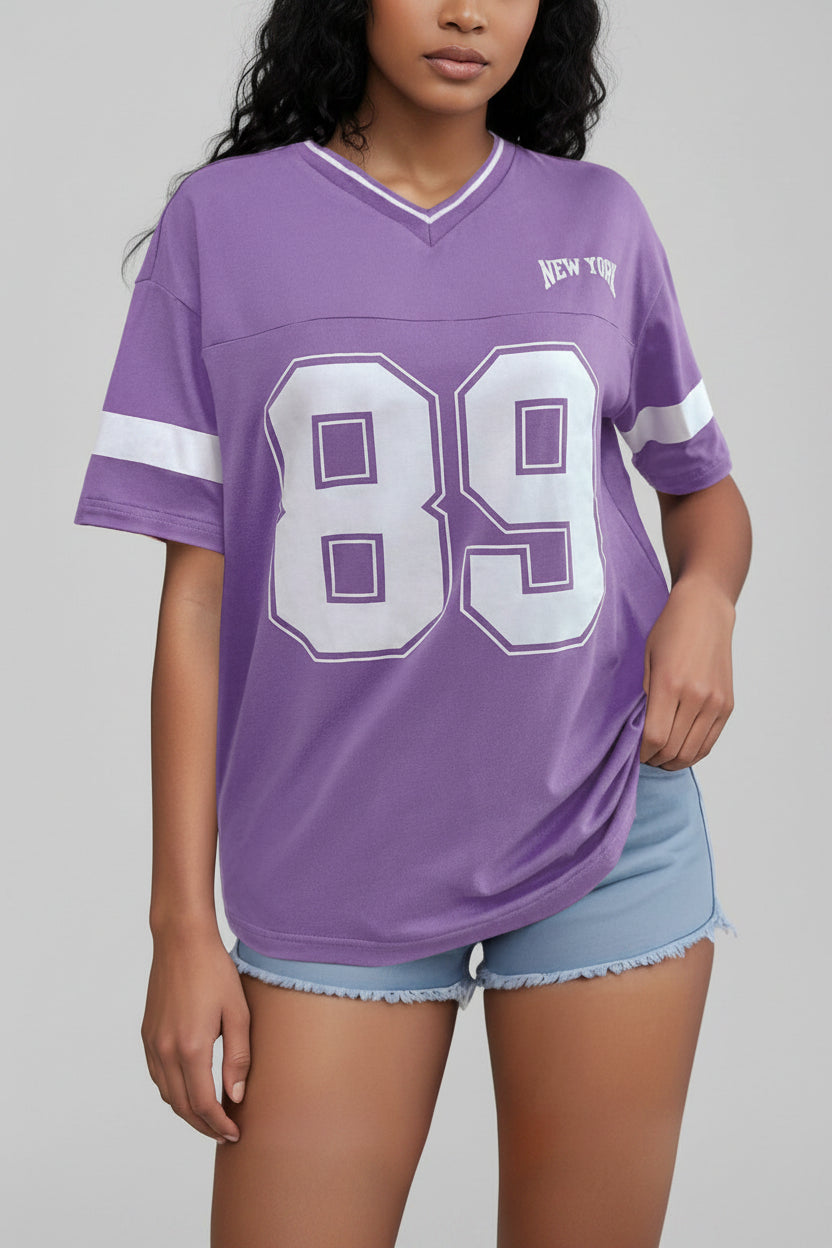 Brown American Football T-Shirt with New York Print – Women's Varsity Tee