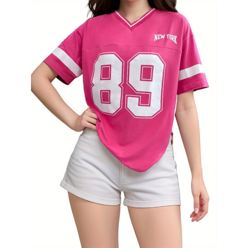 Brown American Football T-Shirt with New York Print – Women's Varsity Tee