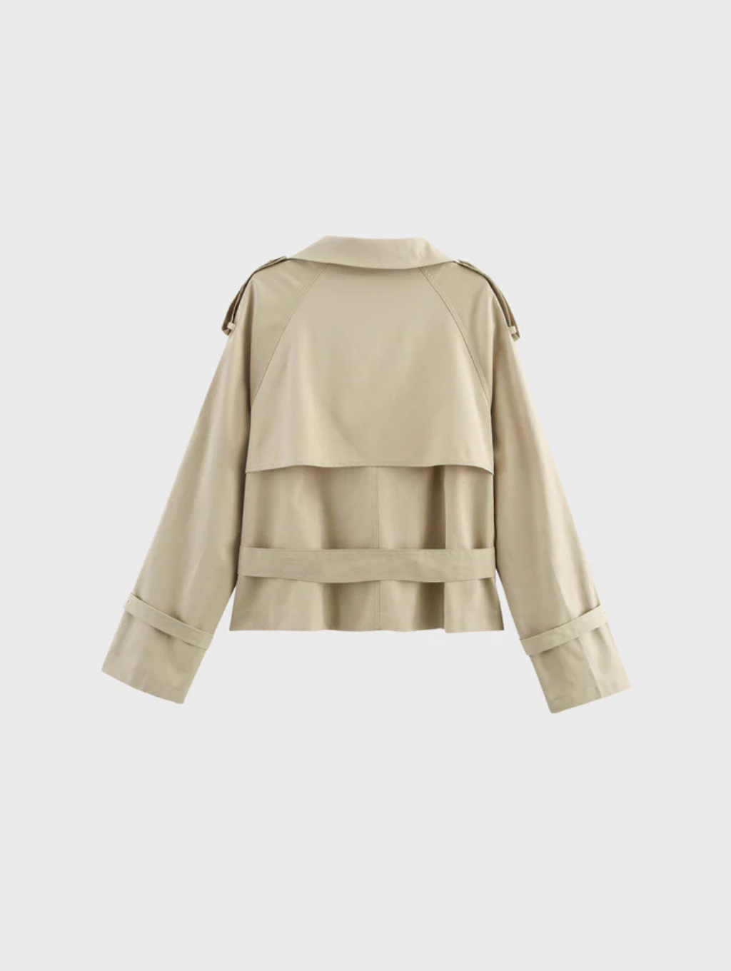 Cropped Trench Coat - Beige & Black