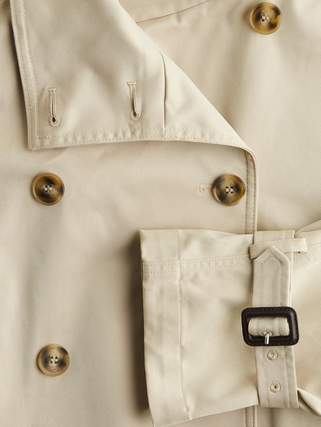 Cropped Trench Coat - Beige & Black