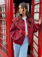 Oversized Faux Leather Jacket with Seam Details – Edgy Statement Jacket