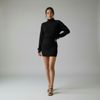 Ribbed Knit Turtleneck Dress – Long Sleeve Bodycon Jumper Dress