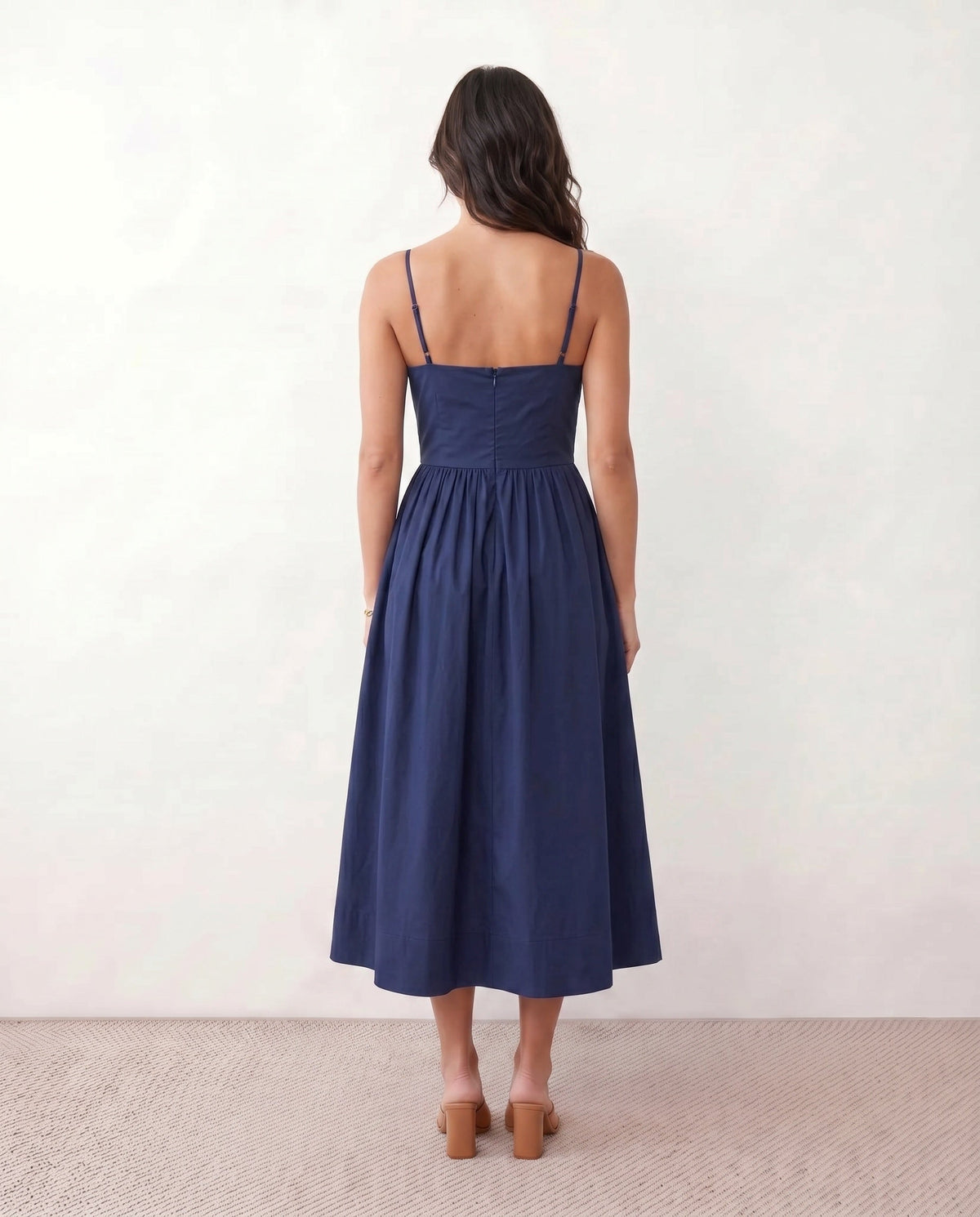 Spaghetti Strap Low Back Midi Dress