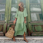 Spotted Print Tiered Boho Maxi Dress