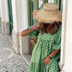 Spotted Print Tiered Boho Maxi Dress