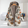 Women's Floral Fleece-Lined Hooded Jacket with Zip Front