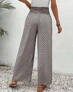Women's Printed Wide-Leg Trousers – Lightweight High-Waisted Relaxed Style for Summer Holidays and Everyday Wear