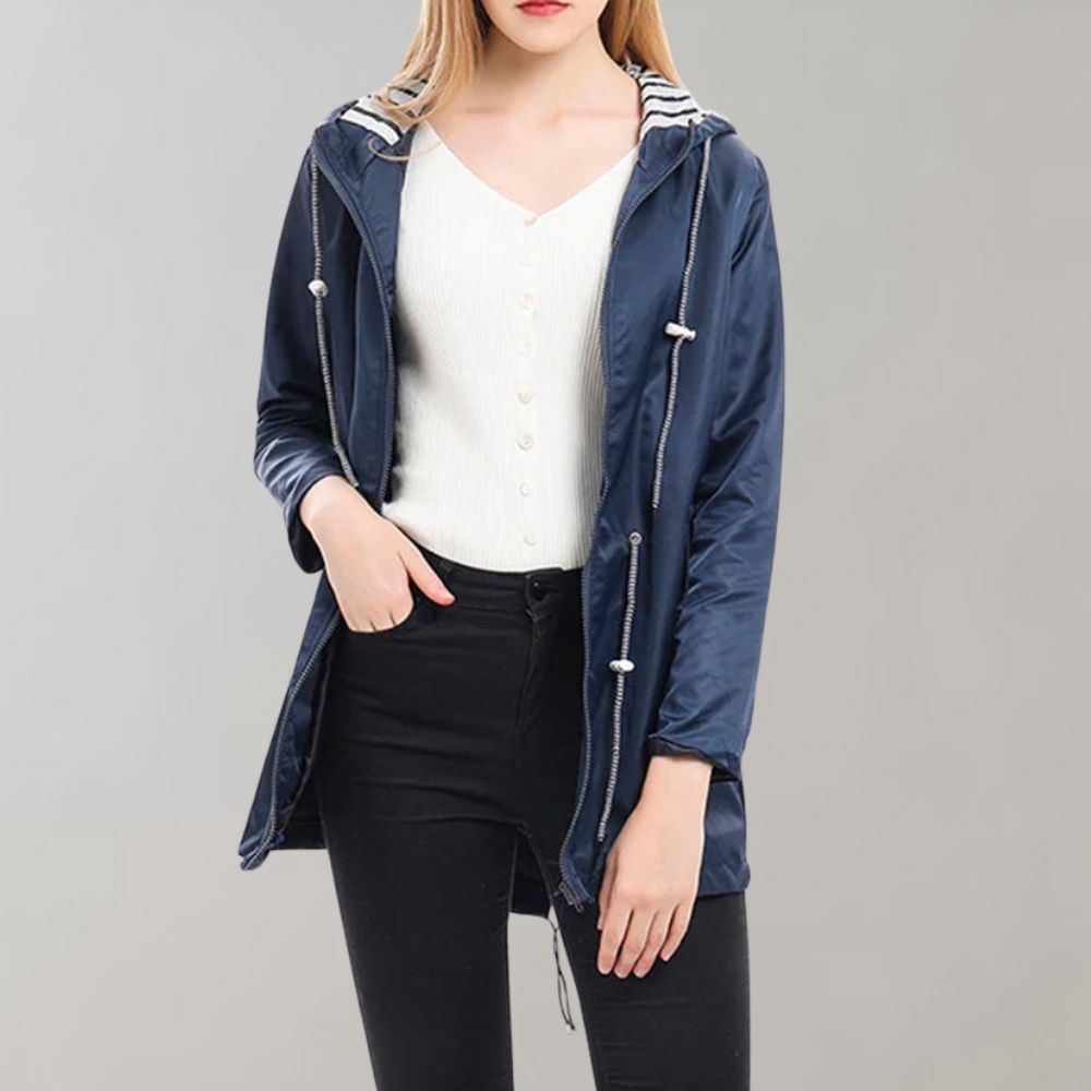 Women's Long Rain Coat with Hood – Trendy Waterproof Mac