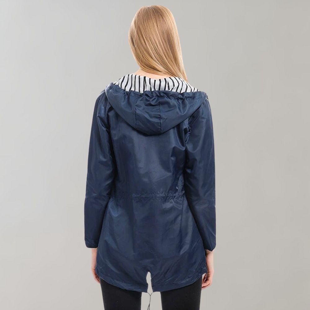 Women's Long Rain Coat with Hood – Trendy Waterproof Mac
