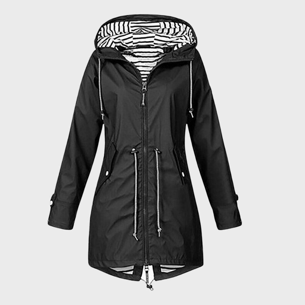 Women's Long Rain Coat with Hood – Trendy Waterproof Mac