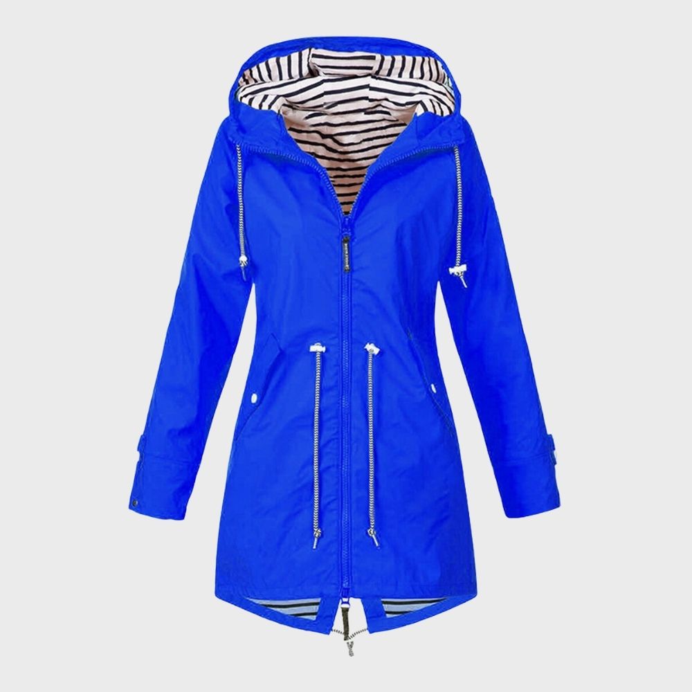 Women's Long Rain Coat with Hood – Trendy Waterproof Mac