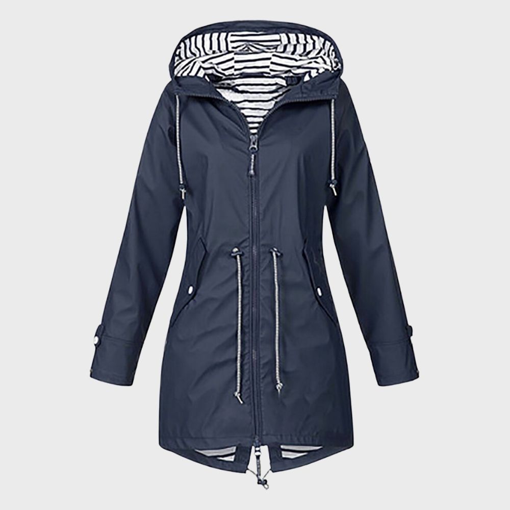Women's Long Rain Coat with Hood – Trendy Waterproof Mac