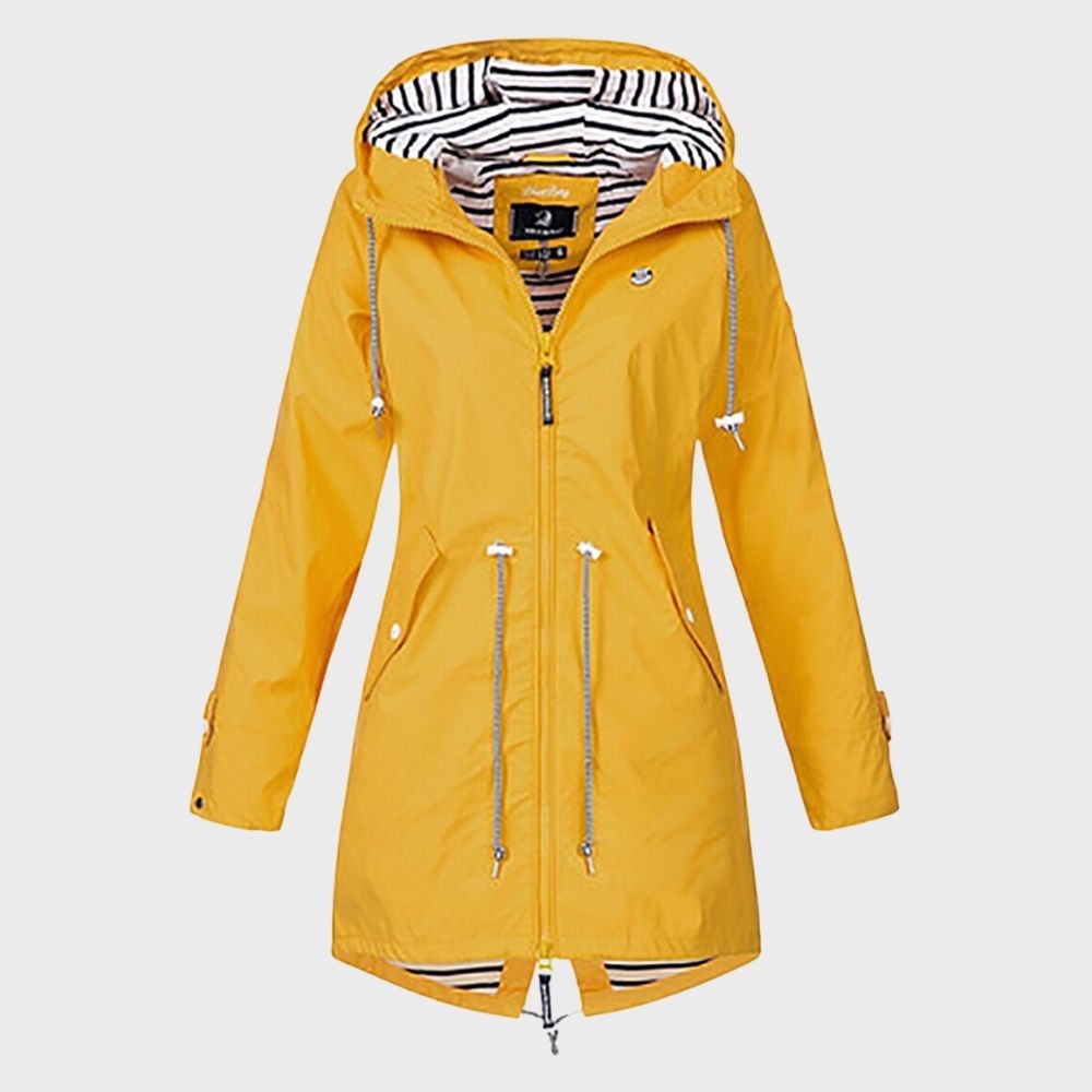 Women's Long Rain Coat with Hood – Trendy Waterproof Mac