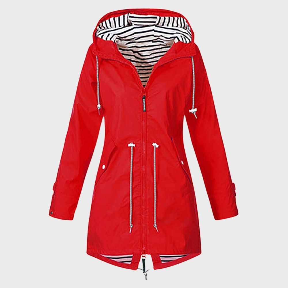 Women's Long Rain Coat with Hood – Trendy Waterproof Mac