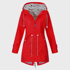Women's Long Rain Coat with Hood – Trendy Waterproof Mac