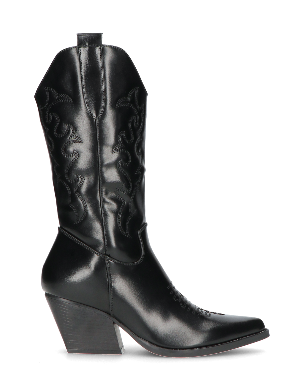Black Western Cowboy Boots - Faux Leather Camperos