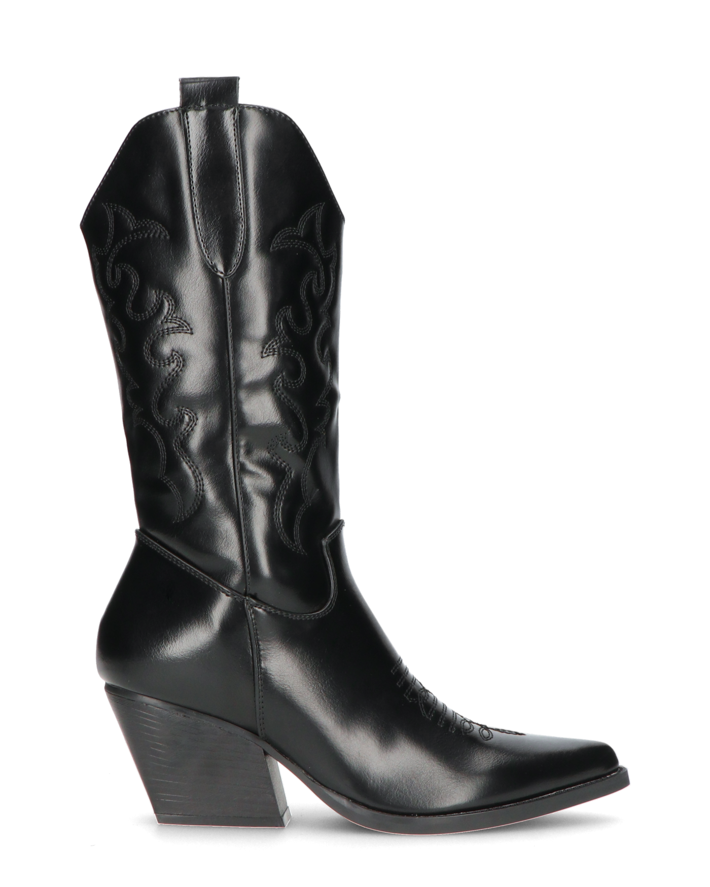 Black Western Cowboy Boots - Faux Leather Camperos