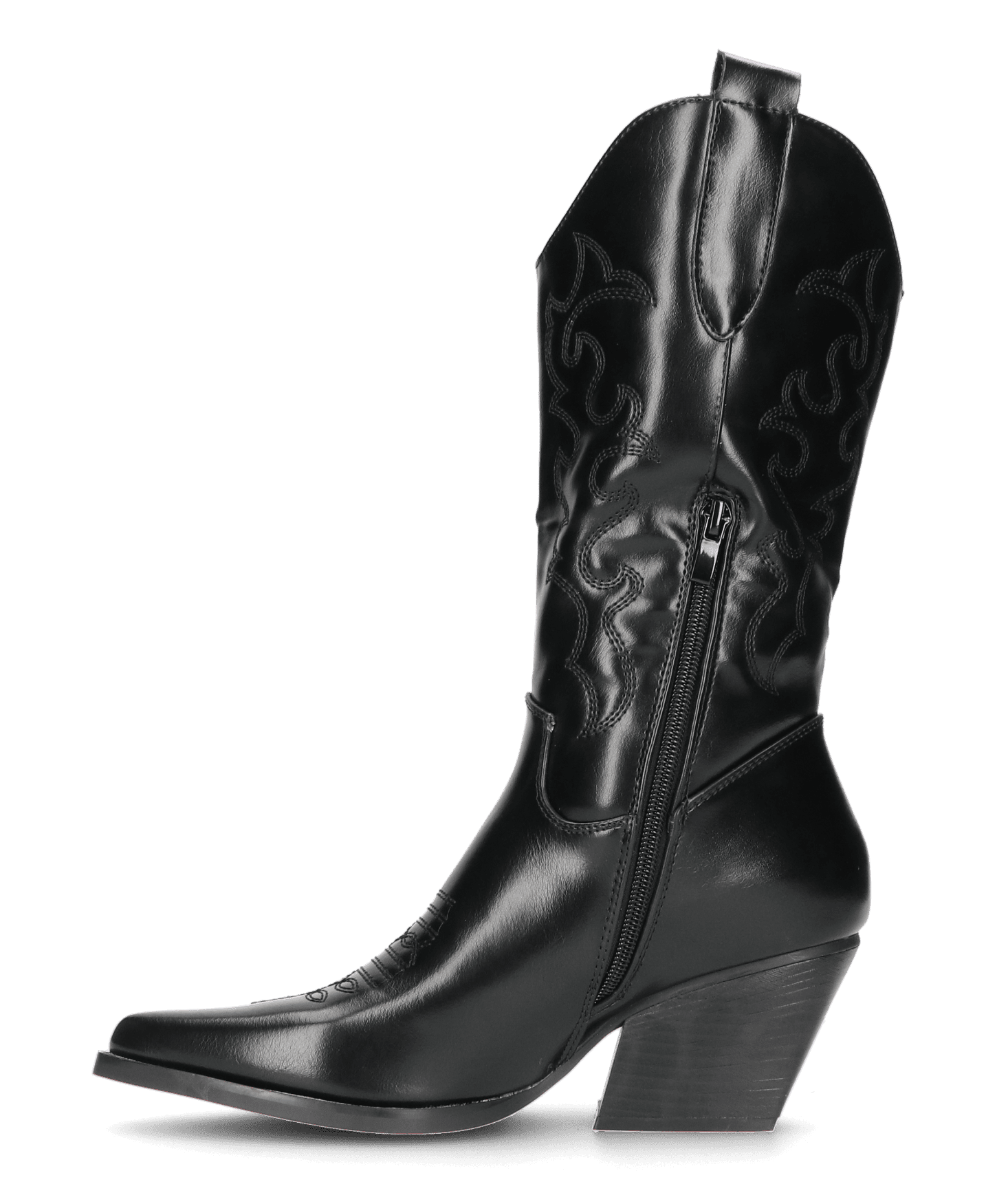 Black Western Cowboy Boots - Faux Leather Camperos
