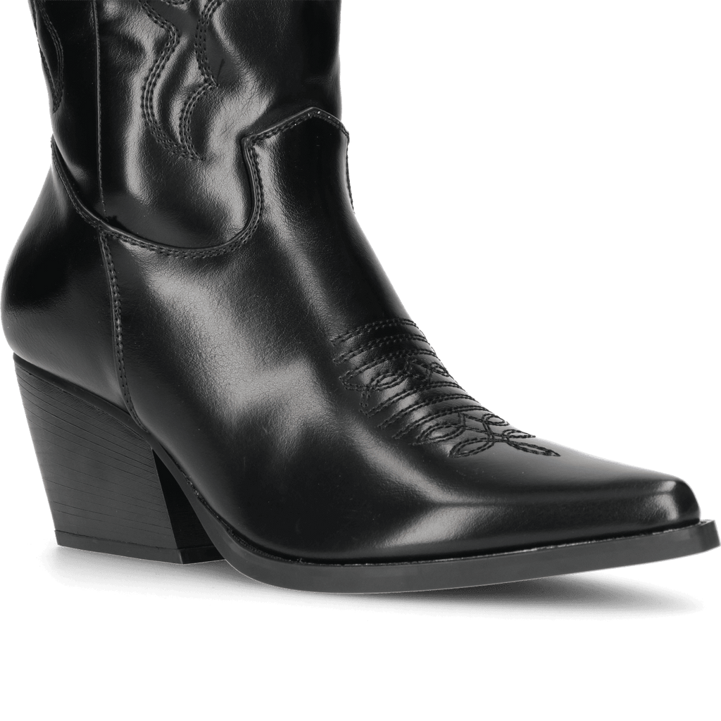 Black Western Cowboy Boots - Faux Leather Camperos