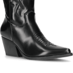 Black Western Cowboy Boots - Faux Leather Camperos
