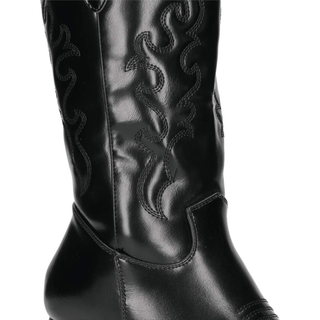 Black Western Cowboy Boots - Faux Leather Camperos