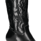 Black Western Cowboy Boots - Faux Leather Camperos