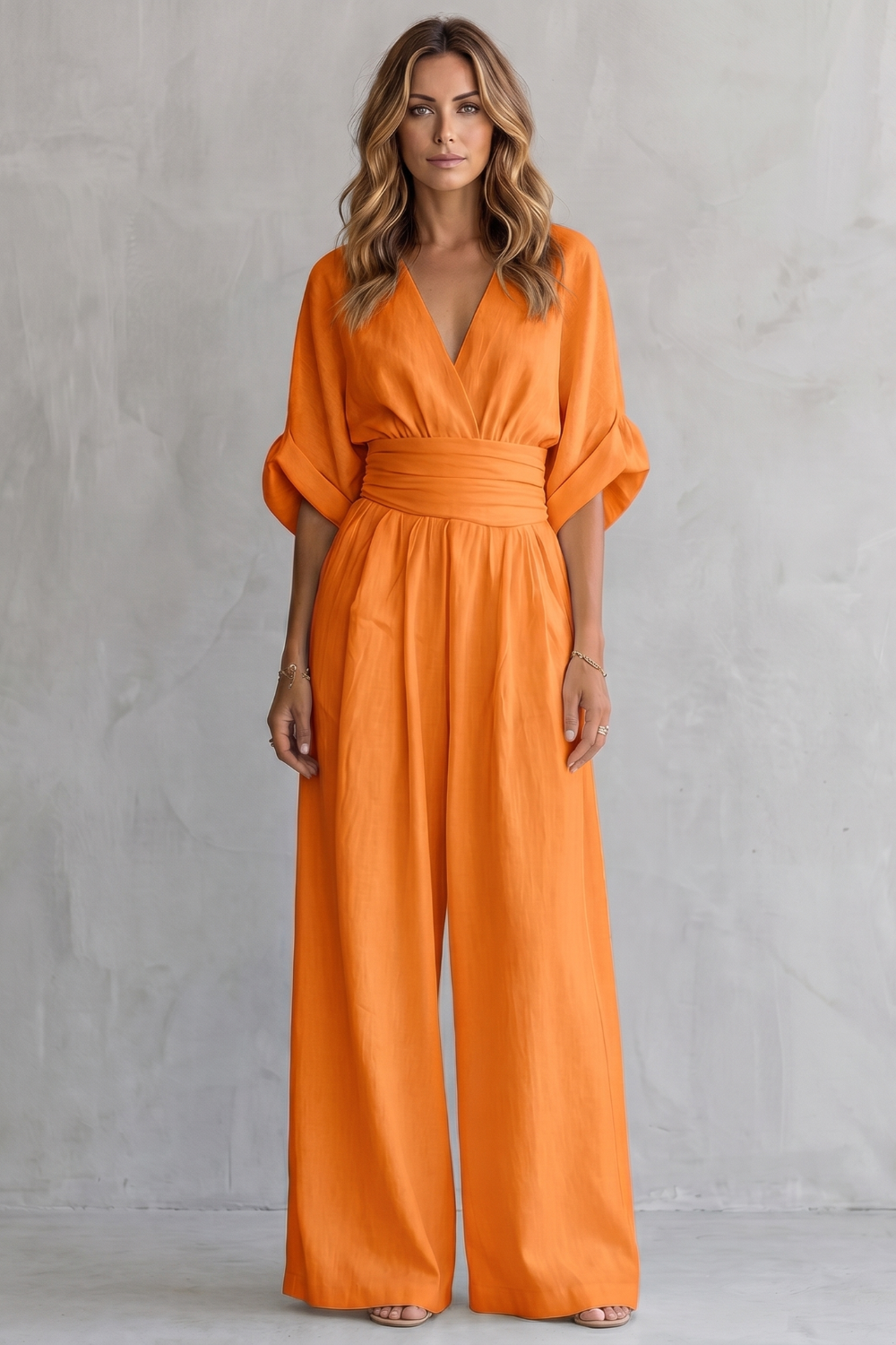 Draped Waist Wide-Leg Jumpsuit