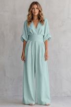 Draped Waist Wide-Leg Jumpsuit