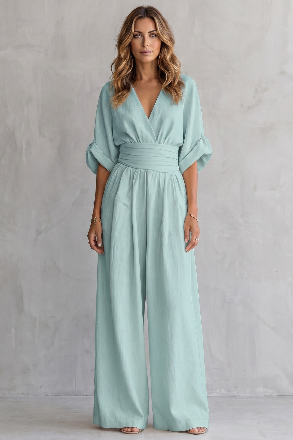 Draped Waist Wide-Leg Jumpsuit