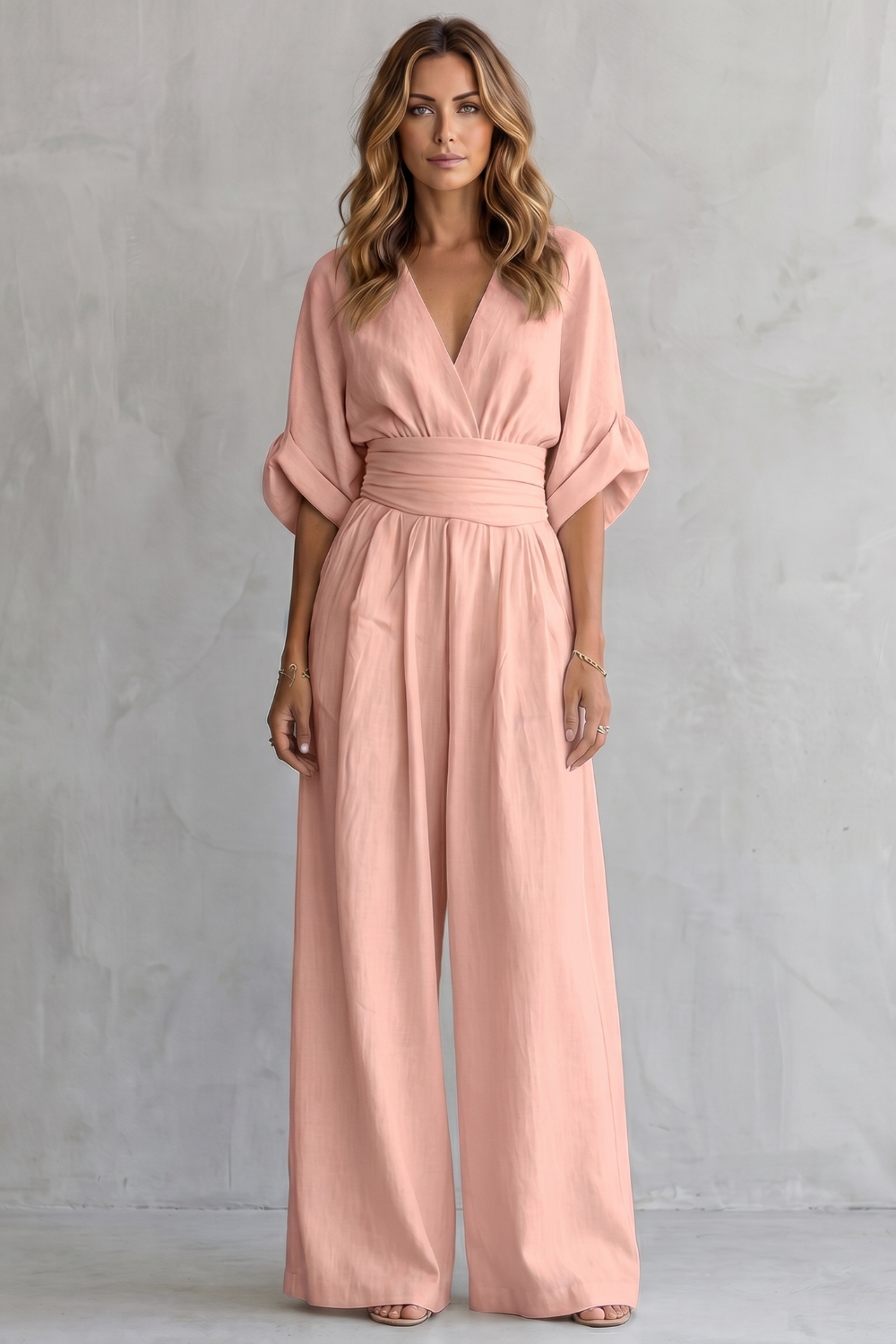 Draped Waist Wide-Leg Jumpsuit